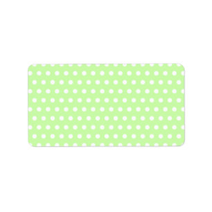 Green and White Polka Dot Pattern. Spotty. Label