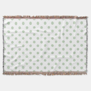 green and white polka dot throw blanket