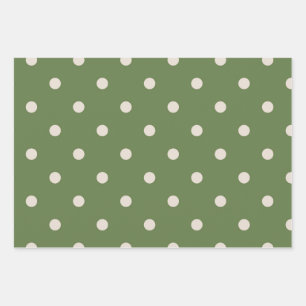 Green and white polka dot wrapping paper sheet