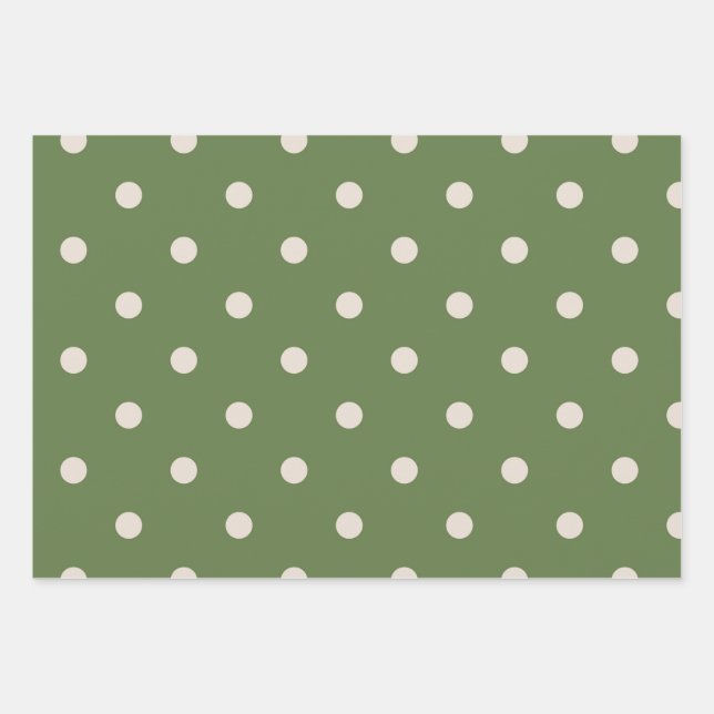 Green and white polka dot wrapping paper sheet (Front 3)