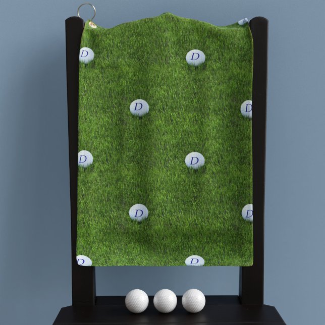 Green and White Polka Dots Ball Monogrammed Golf Towel (Creator Uploaded)