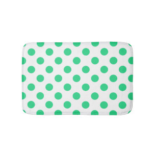 Green and white polka dots bath mat