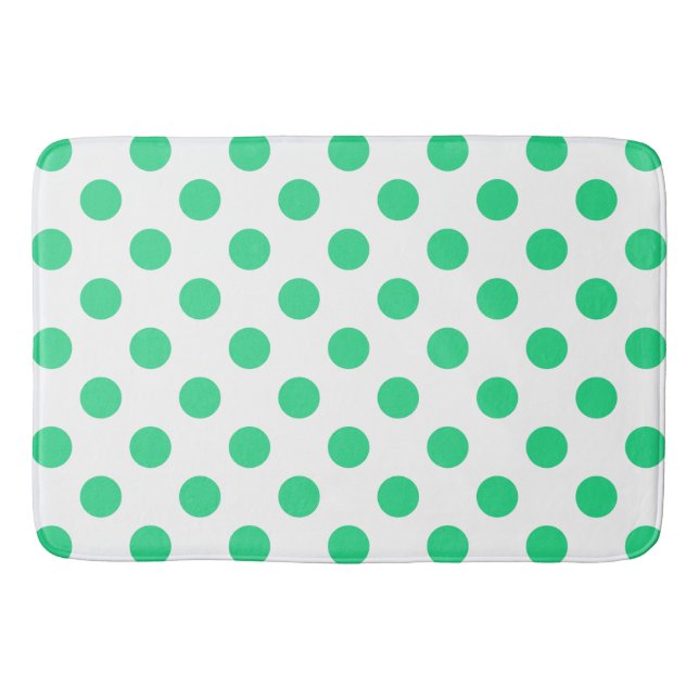 Green and white polka dots bath mat (Front)