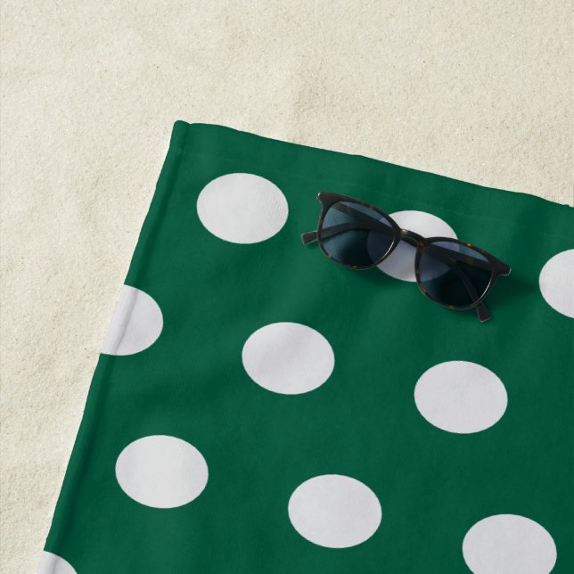 Green and White Polka Dots Beach Towel (In Situ)