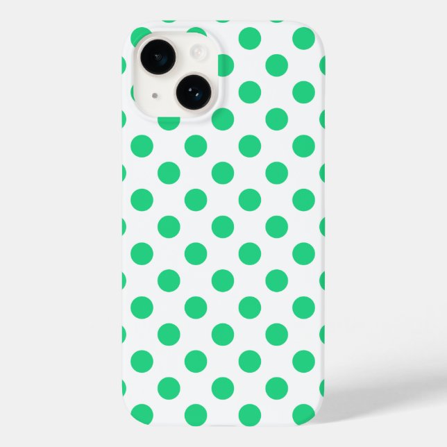 Green and white polka dots Case-Mate iPhone case (Back)