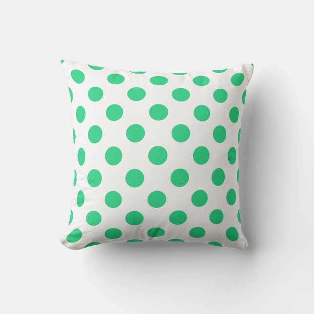 Green and white polka dots cushion (Front)