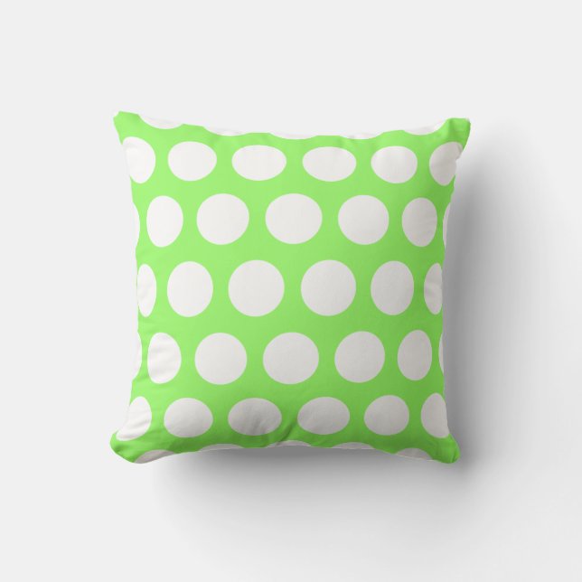 Green and White Polka Dots Cushion (Front)