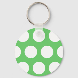 Green and White Polka Dots Key Ring