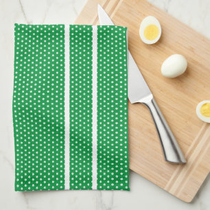 Green And White Polka Dots Kitchen Towel