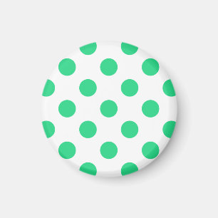 Green and white polka dots magnet