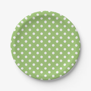 Green and white Polka Dots Paper Plate