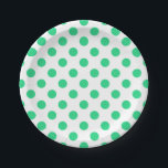 Green and white polka dots paper plate<br><div class="desc">Green and white polka dots</div>
