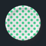 Green and white polka dots paper plate<br><div class="desc">Green and white polka dots</div>