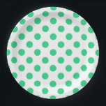 Green and white polka dots paper plate<br><div class="desc">Green and white polka dots</div>