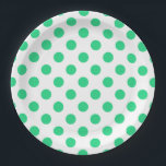 Green and white polka dots paper plate<br><div class="desc">Green and white polka dots</div>