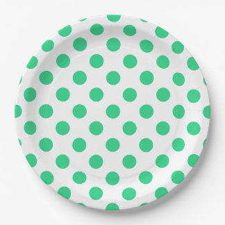 Green and white polka dots paper plate