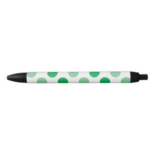 Green and white polka dots pattern black ink pen