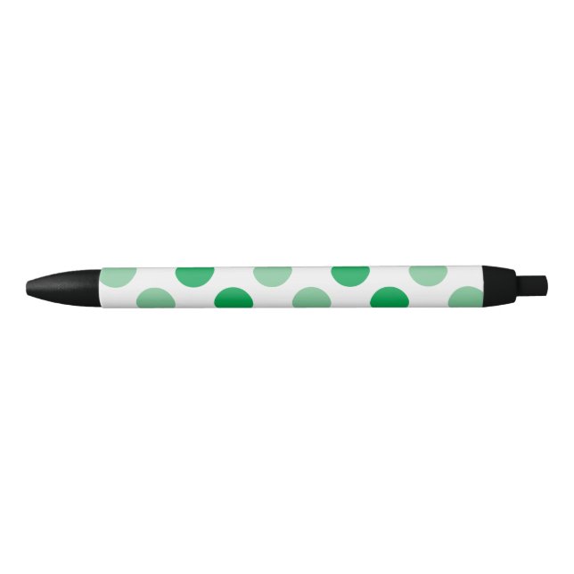 Green and white polka dots pattern black ink pen (Front)