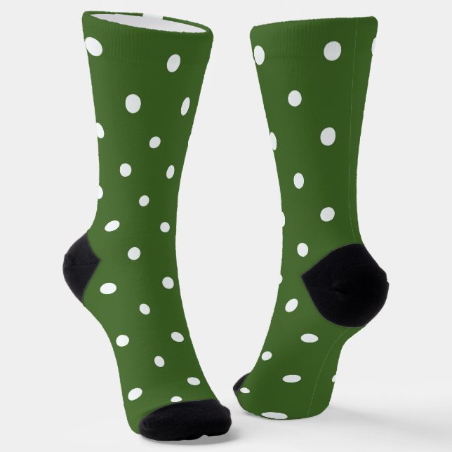 Green  And White Polka Dots Socks (Angled)