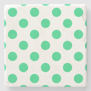 Green and white polka dots stone coaster