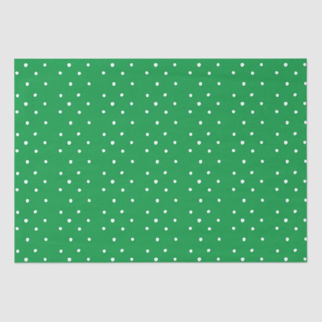 Green And White Polka Dots  Tissue Paper (Front)