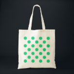 Green and white polka dots tote bag<br><div class="desc">Green and white polka dots</div>