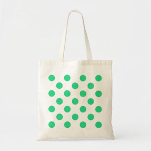 Green and white polka dots tote bag