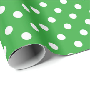 Green and white polkadots Christmas wrapping paper