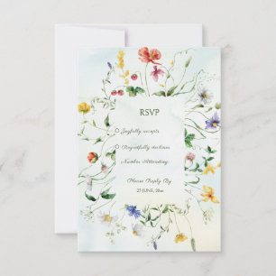 Green and White Romance Rustic Summer Wedding RSVP Card