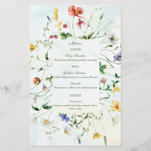 Green and White Romance Rustic Wedding Menu