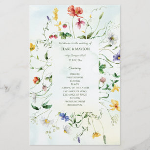 Green and White Romance Rustic Wedding programs