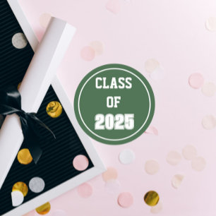 Green and White School Class Year Classic Round Sticker
