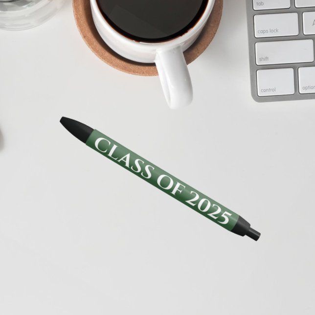 Green and White School Colours Class Year Black Ink Pen (In Situ)