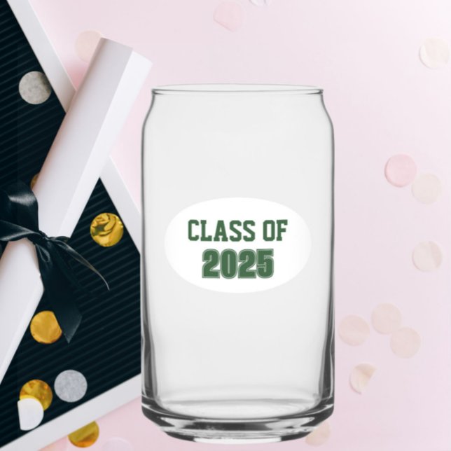 Green and White School Colours Class Year Can Glass (In Situ (Graduation))