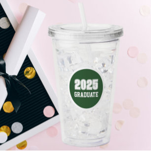 Green and White School Colours Graduate Year Acrylic Tumbler