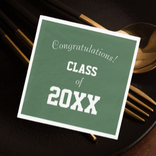 Green and White School Colours Graduation Napkin