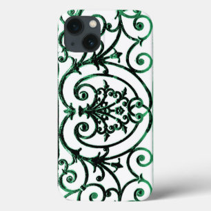 Green and white scrollwork pattern Case-Mate iPhon iPhone 13 Case