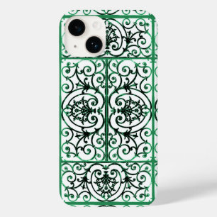 Green and white scrollwork pattern Case-Mate iPhone 14 case