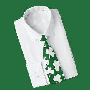 Green and white Shamrock Irish St. Patricks Day Tie