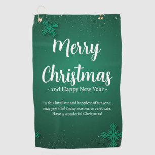 Green and White Simple Christmas Day and New Year Golf Towel