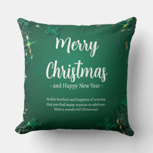 Green and White Simple Christmas Day Best 20" x20" Cushion