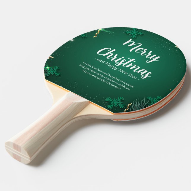 Green and White Simple Christmas Day Best  Ping Pong Paddle (Front Angle)