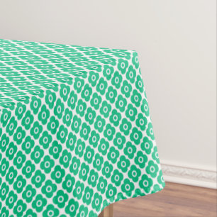 Green and white simple floral pattern retro tablecloth