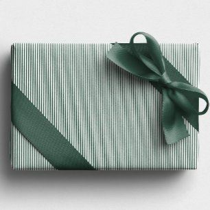 Green and white simple striped Christmas holiday Wrapping Paper