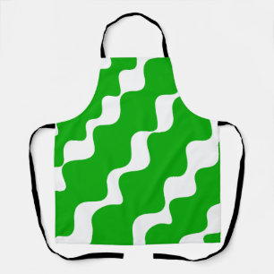 Green and white slanting waves pattern  apron