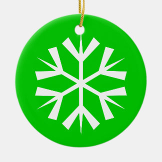 Green and White Snowflake Ceramic Tree Decoration