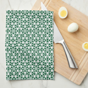 Green and White Snowflake Lace Kitchen Towel
