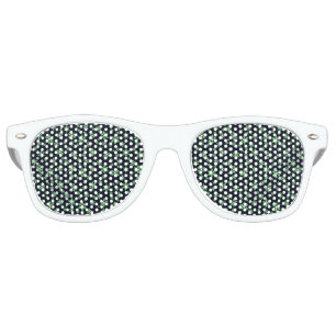 Green and White Snowflakes w/Blue Background Retro Sunglasses