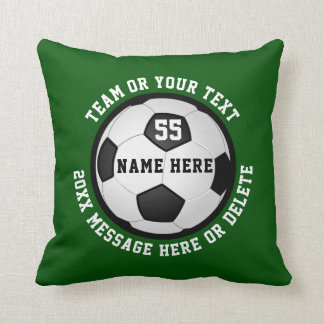 Green and White Soccer Senior Night Gift Ideas Cushion