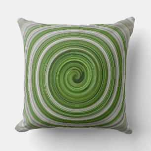 Green and white spiral cushion